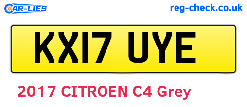 KX17UYE are the vehicle registration plates.