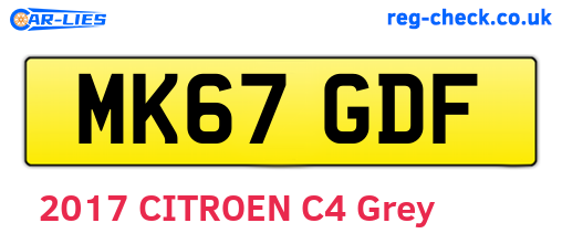 MK67GDF are the vehicle registration plates.