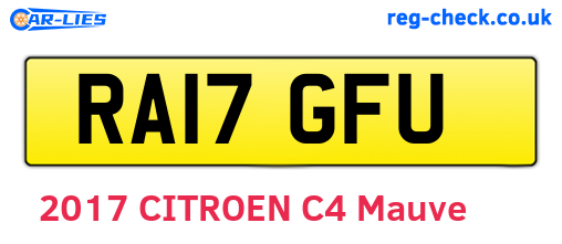 RA17GFU are the vehicle registration plates.