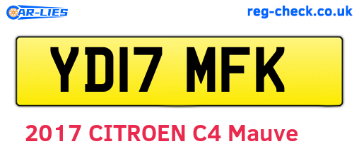 YD17MFK are the vehicle registration plates.