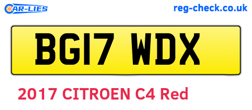 BG17WDX are the vehicle registration plates.