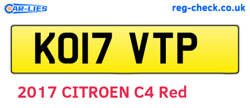 KO17VTP are the vehicle registration plates.