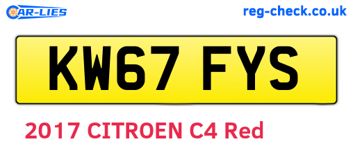 KW67FYS are the vehicle registration plates.