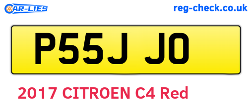 P55JJO are the vehicle registration plates.