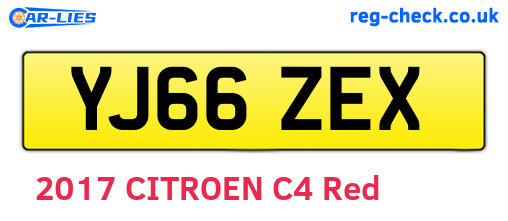 YJ66ZEX are the vehicle registration plates.