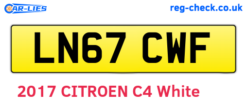 LN67CWF are the vehicle registration plates.