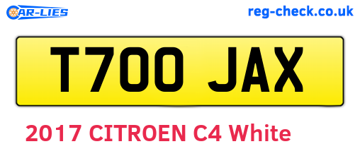 T700JAX are the vehicle registration plates.