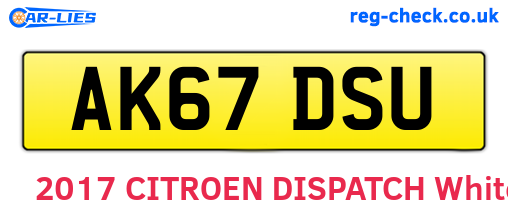 AK67DSU are the vehicle registration plates.