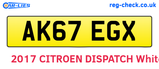 AK67EGX are the vehicle registration plates.