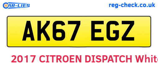 AK67EGZ are the vehicle registration plates.