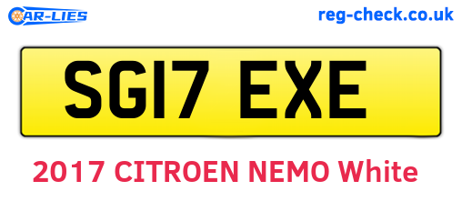 SG17EXE are the vehicle registration plates.