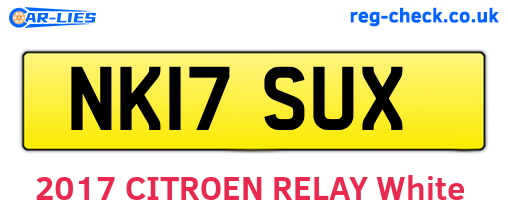 NK17SUX are the vehicle registration plates.
