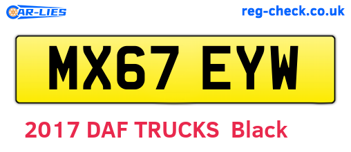 MX67EYW are the vehicle registration plates.
