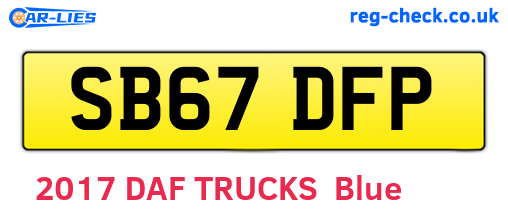 SB67DFP are the vehicle registration plates.