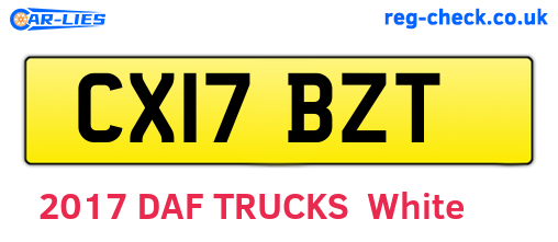 CX17BZT are the vehicle registration plates.