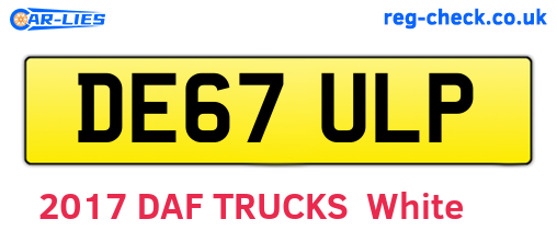 DE67ULP are the vehicle registration plates.