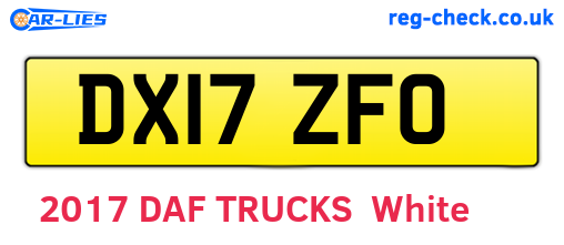 DX17ZFO are the vehicle registration plates.