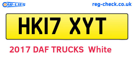 HK17XYT are the vehicle registration plates.