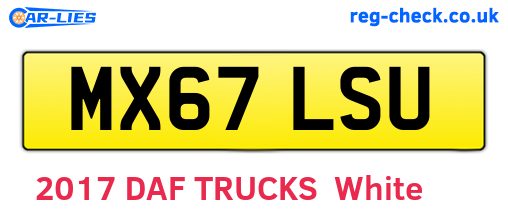 MX67LSU are the vehicle registration plates.
