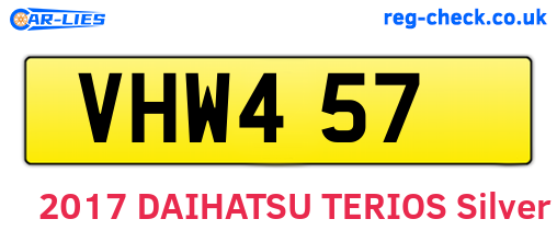 VHW457 are the vehicle registration plates.