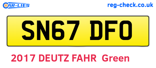 SN67DFO are the vehicle registration plates.