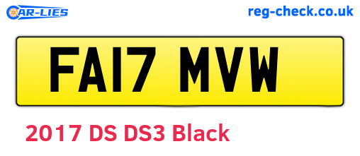 FA17MVW are the vehicle registration plates.