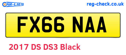 FX66NAA are the vehicle registration plates.