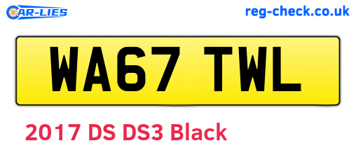 WA67TWL are the vehicle registration plates.