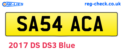 SA54ACA are the vehicle registration plates.