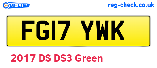 FG17YWK are the vehicle registration plates.