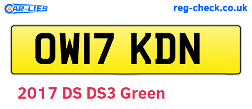 OW17KDN are the vehicle registration plates.
