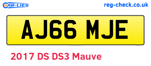 AJ66MJE are the vehicle registration plates.