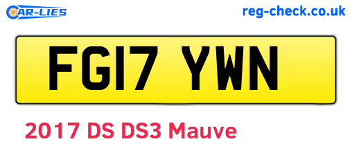 FG17YWN are the vehicle registration plates.