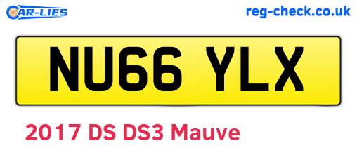 NU66YLX are the vehicle registration plates.