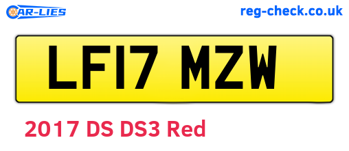 LF17MZW are the vehicle registration plates.
