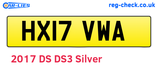 HX17VWA are the vehicle registration plates.