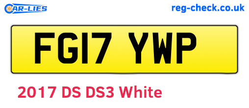 FG17YWP are the vehicle registration plates.