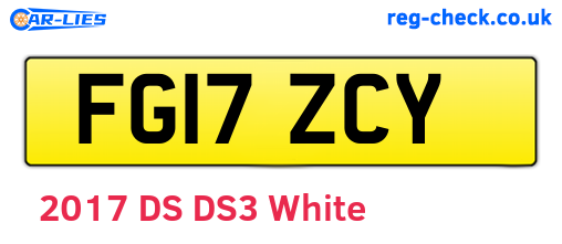FG17ZCY are the vehicle registration plates.