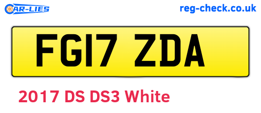 FG17ZDA are the vehicle registration plates.