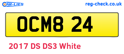OCM824 are the vehicle registration plates.