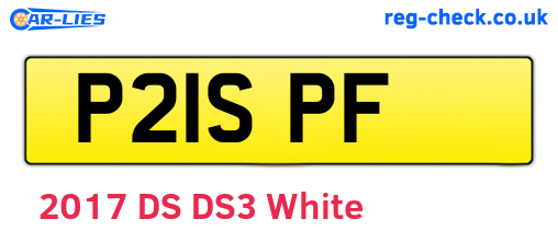 P21SPF are the vehicle registration plates.