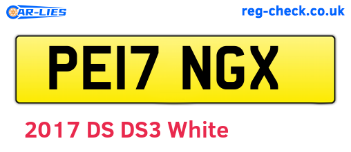 PE17NGX are the vehicle registration plates.
