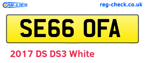 SE66OFA are the vehicle registration plates.