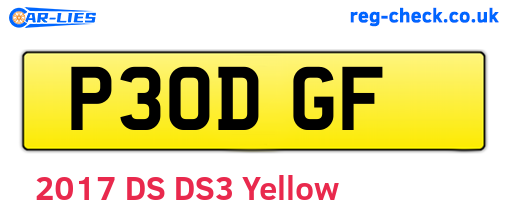 P30DGF are the vehicle registration plates.