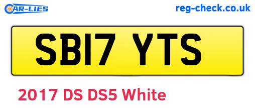 SB17YTS are the vehicle registration plates.