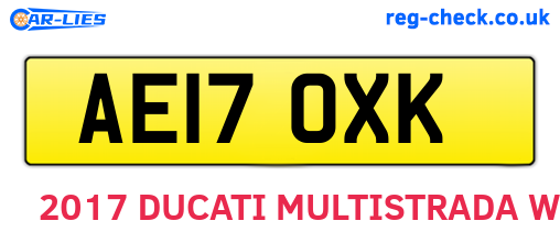 AE17OXK are the vehicle registration plates.
