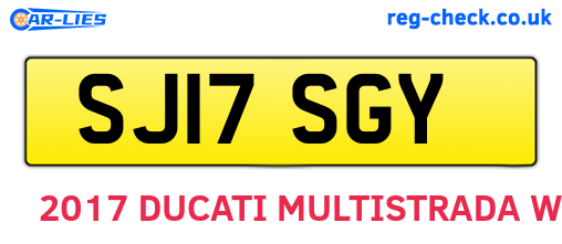SJ17SGY are the vehicle registration plates.