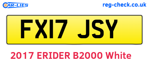 FX17JSY are the vehicle registration plates.