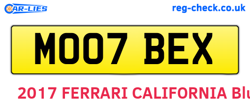 MO07BEX are the vehicle registration plates.