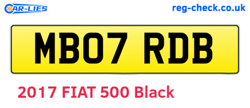 MB07RDB are the vehicle registration plates.
